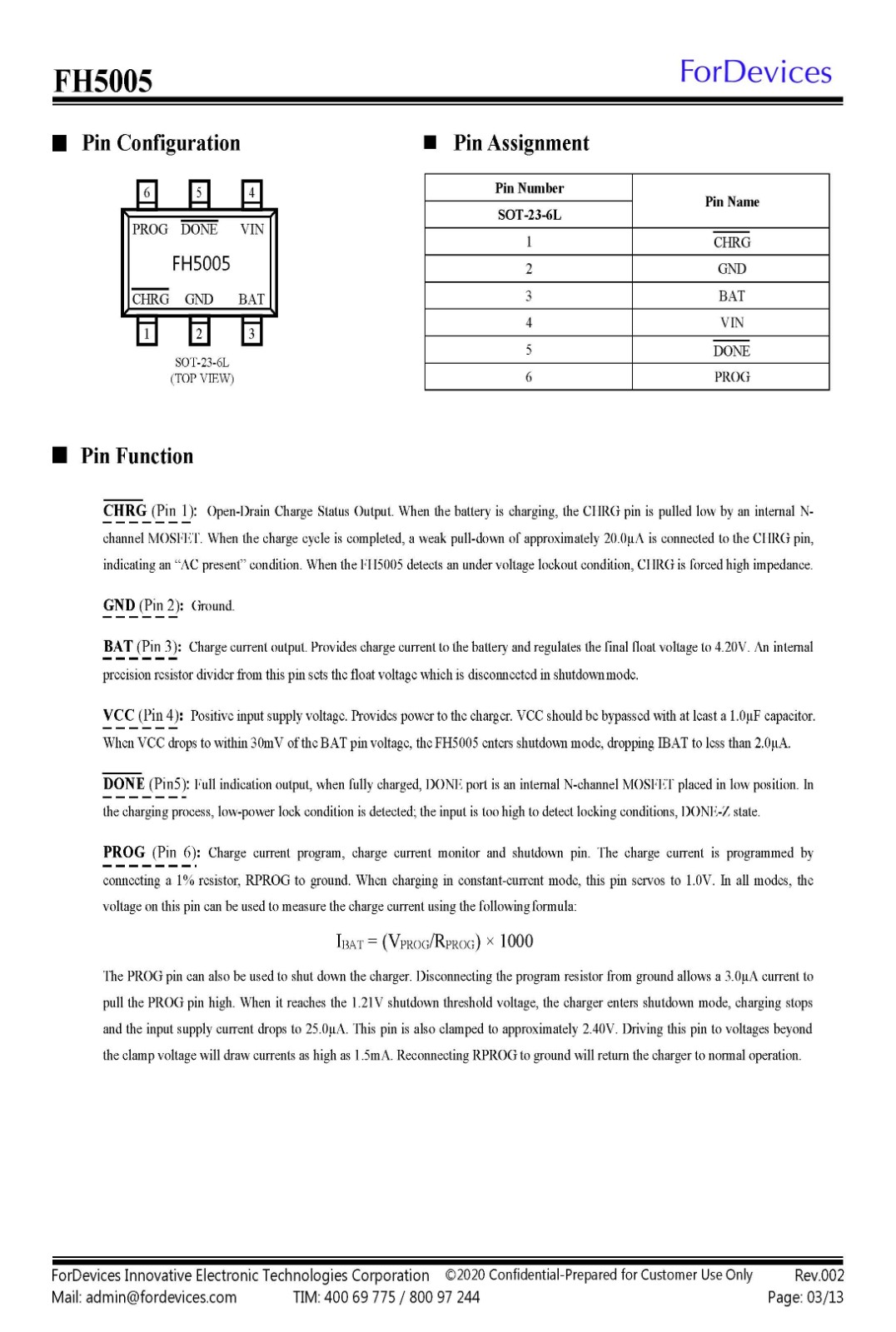 FH5005｜线性充电IC，ICC:0.5A，Vin:~10.0V, #2LED